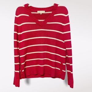 Jones New York Sport Pink Striped Sweater With Button Detail Size S